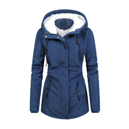 Damjacka Vadderad med Huva och Snörning i Fleece och Polyester 9