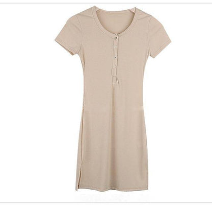 Kvinnors Miniklänning Kortärmad V-Hals Bomull 3