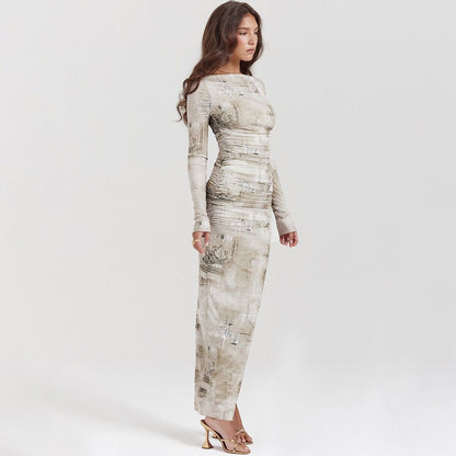 Dam Lång Kjol Hög Midja Urban Nylon Polyester-4