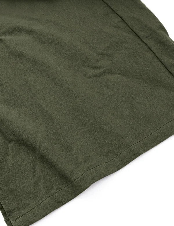 Dam Jumpsuit Avslappnad Bomull-Linne med Justerbar Spetsstängning – Fotledslång, Ermlösa Ben och Främre Fickor 2