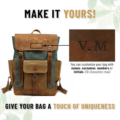 Variant image for Unisex Laptop Ryggsäck Vaxad Bomullsduk och Läder 15 Tum-2