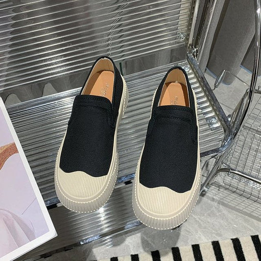Kvinnors Tygskor Loafers med Tjock Fotbädd PU-material-1