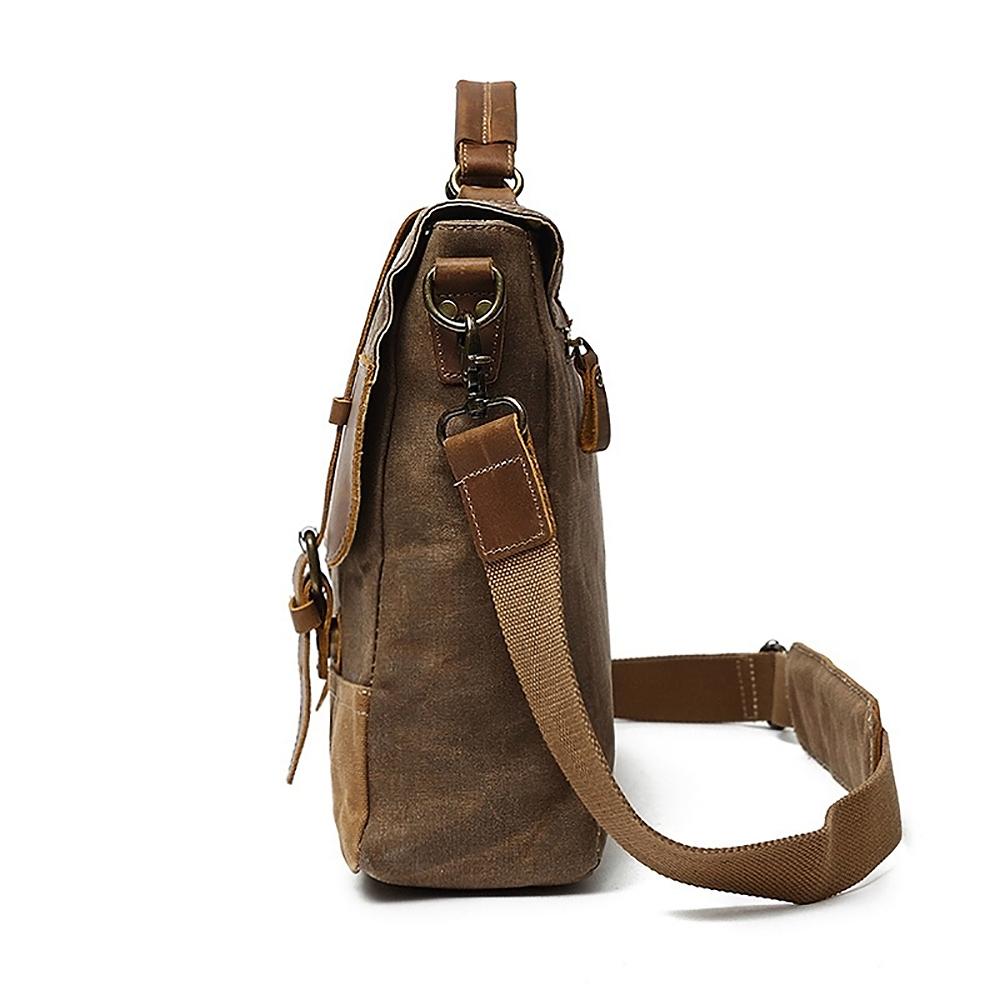 Dam Messenger Bag Vaxad Duk Hållbar Canvas 5