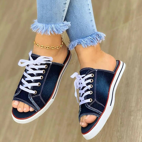Kvinnors Sneakers Tyg med Snörning Gummi Sula 1
