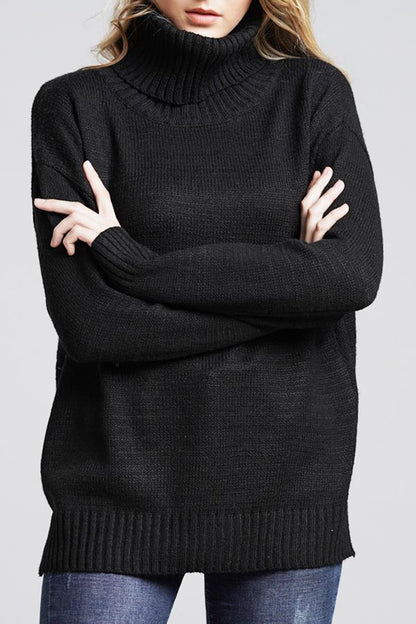 Dam Stickad Turtleneck Tröja Lätt Akryl-6