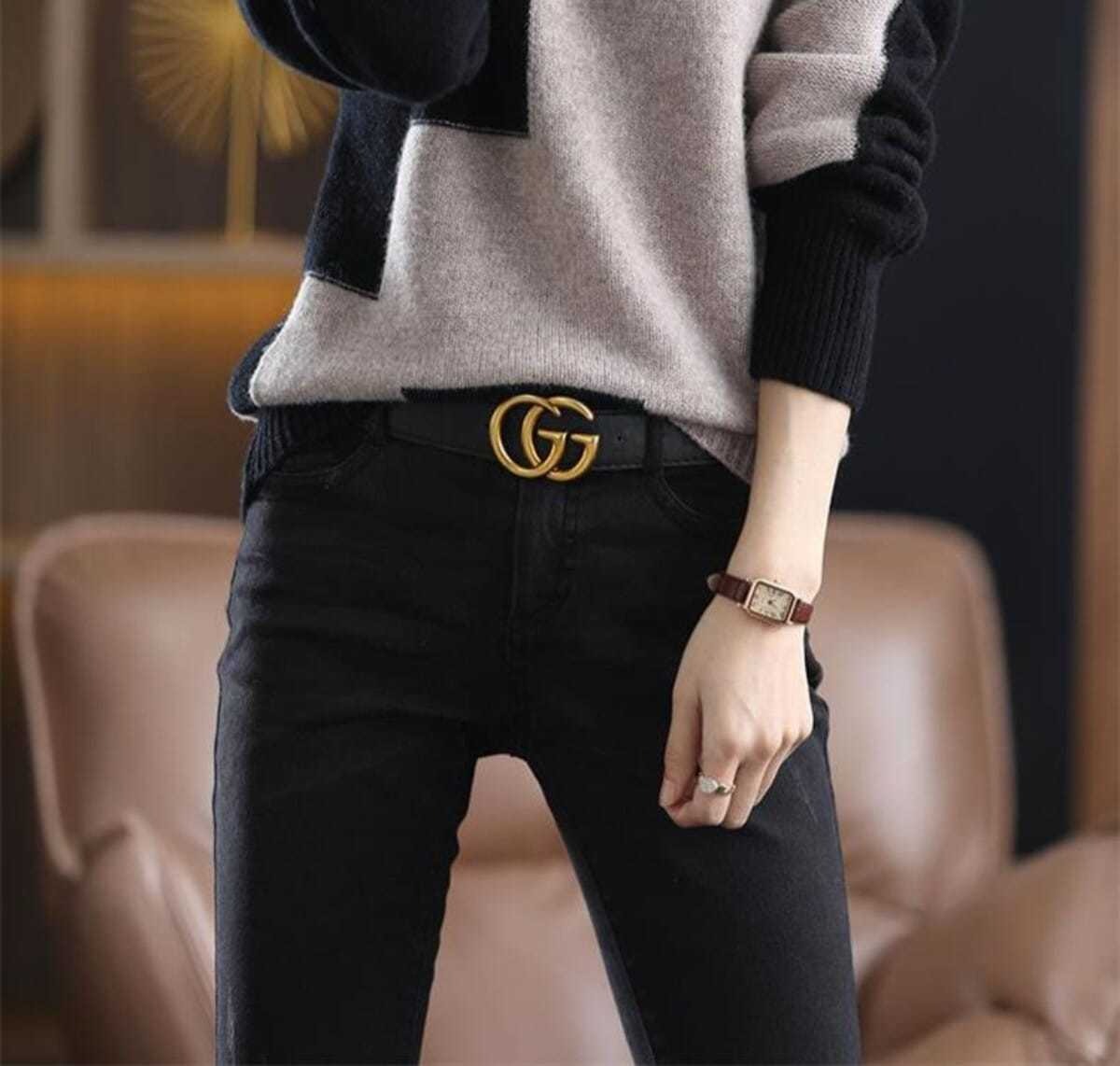 Dam Tröja Rutig Mjuk Material Trendig Design-3