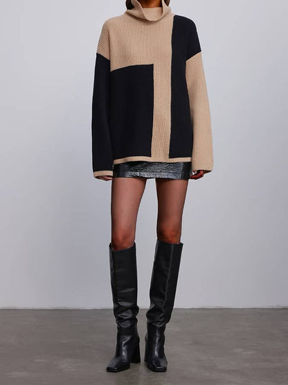 Stickad Dam Tröja Rullkrage Mjuk Kvalitet-5