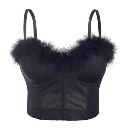 Dam Bustier med Fjädrar i Bomullsblandning-4