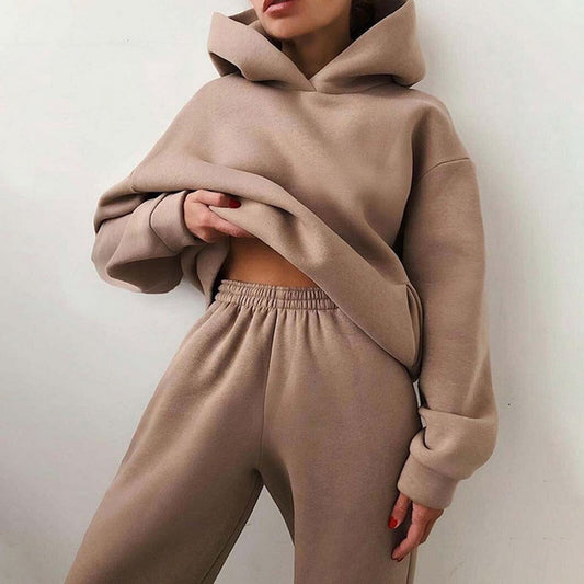 Dam Träningsset Hoodie Syntetmaterial Joggingbyxor Komfortabelt Set 1