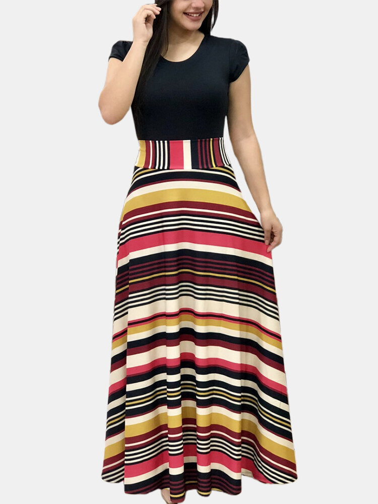 Maxiklänning Dam Blommönster O-hals Lång Polyester Sommar 6