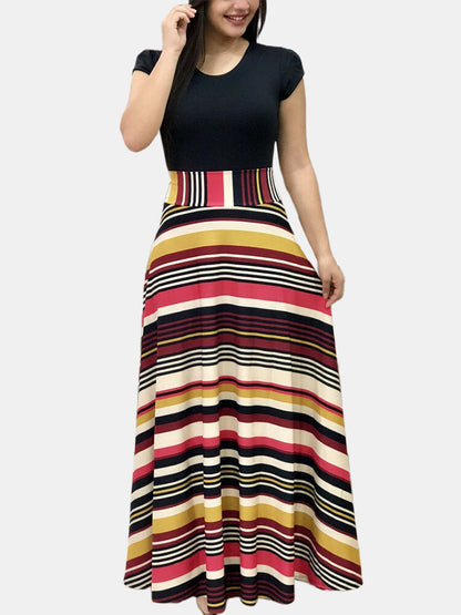 Maxiklänning Dam Blommönster O-hals Lång Polyester Sommar 6