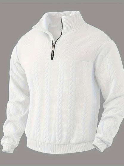 Herren-Pullover, Reißverschluss und Stehkragen, aus weichem Stoffmix-1