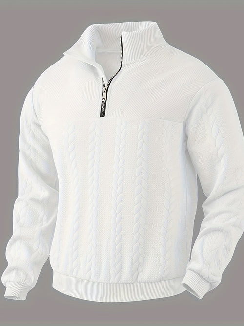 Herren-Pullover, Reißverschluss und Stehkragen, aus weichem Stoffmix-1