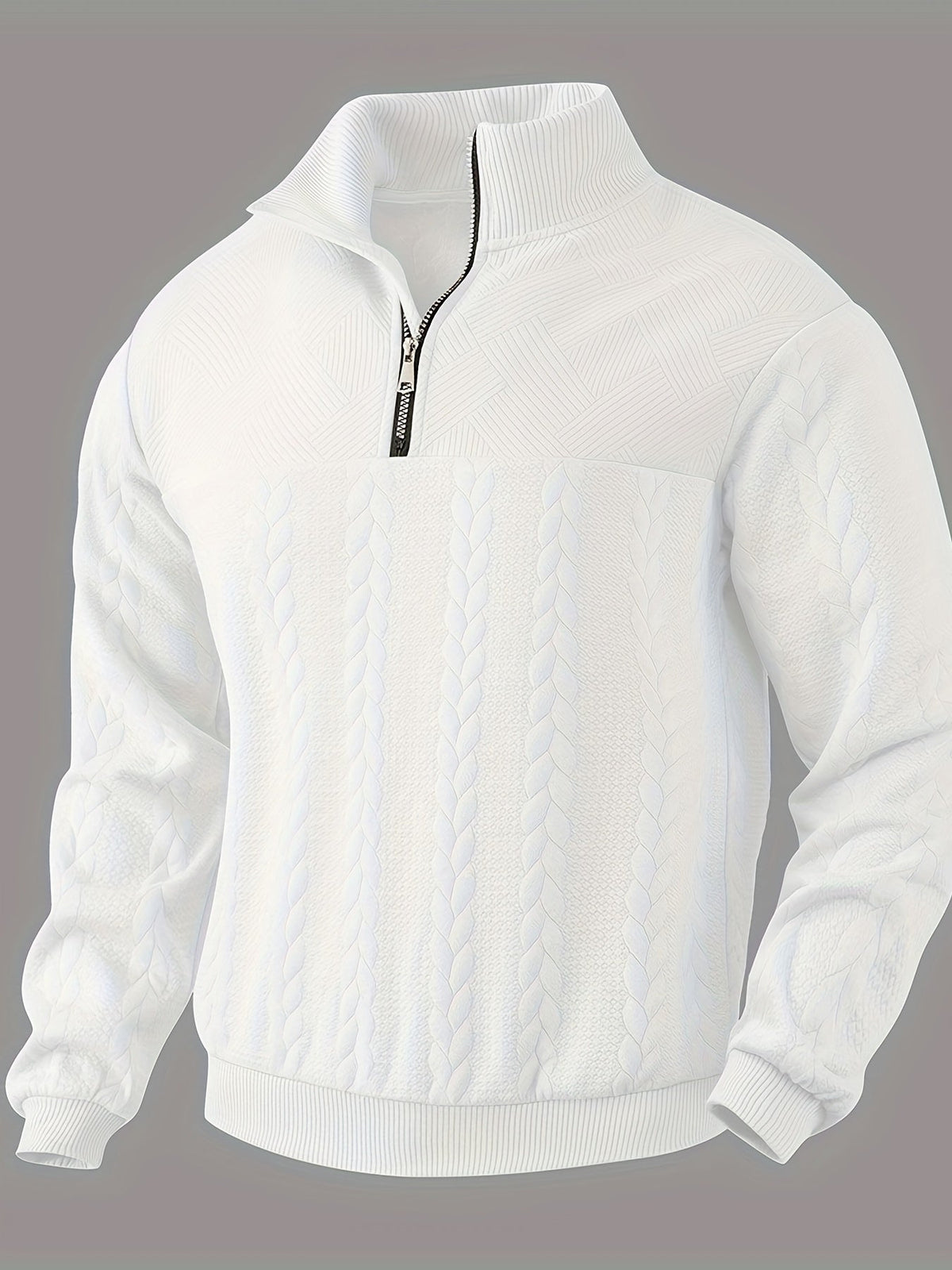 Variant image for Herren-Pullover, Reißverschluss und Stehkragen, aus weichem Stoffmix-1