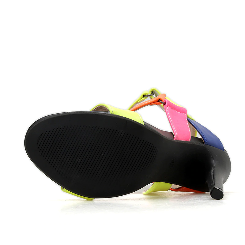 Kvinnors Hög Häl Sandal Fotledslinga Flock-5