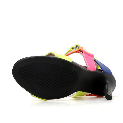 Kvinnors Hög Häl Sandal Fotledslinga Flock-5