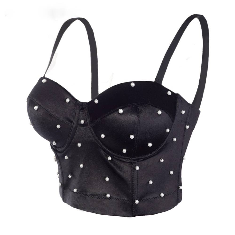 Ärmlös Crop Top för Damer i Bomull och Polyester med Pärldetaljer – Kort Stil, Perfekt för Vardag och Fest 2