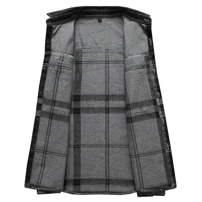 Herrskjorta Klassisk Carom-Mönster Mjuk Bomull-4