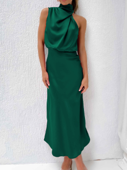 Dam Maxiklänning A-Line Syntetfiber Med Öppna Axelband-2