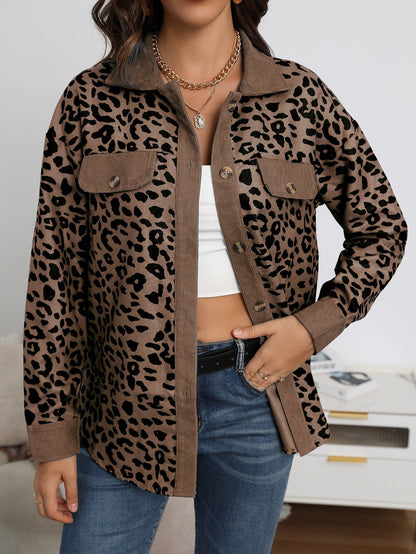 Variant image for Damjacka Skjortastil Leopardmönstrad Polyester-19