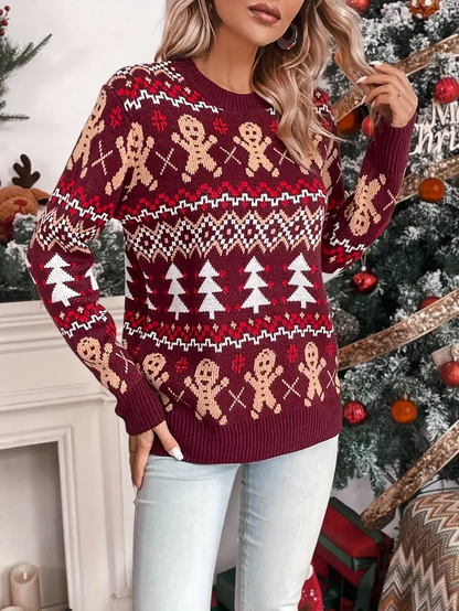 Kvinnors Jultröja Festlig Ren Design Mjuk Akryl-5
