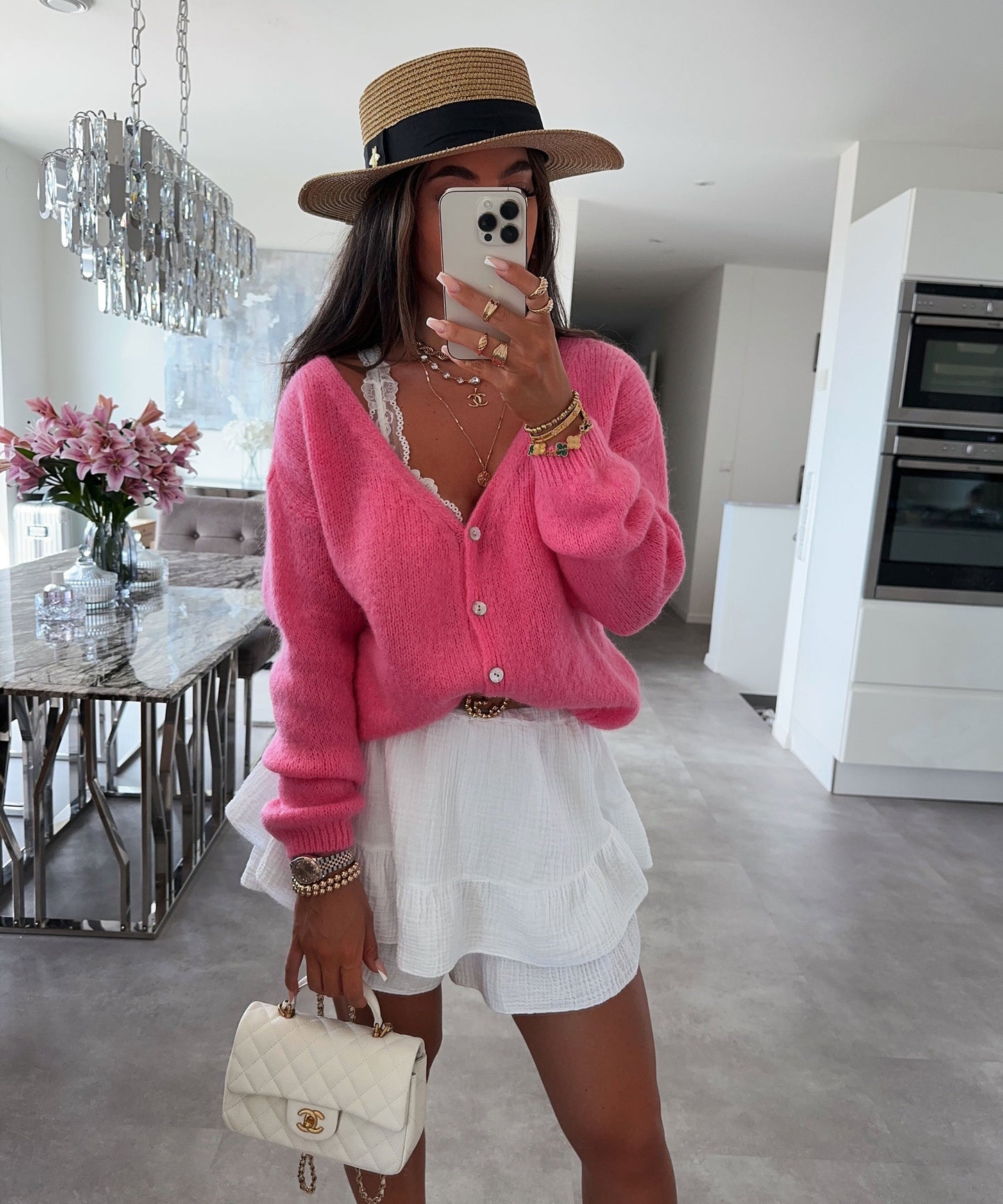 Dam Stickad Tröja Mjuk Akryl Modern Passform-1