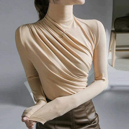 Variant image for Dam Blus Ruffles Musselin Elegant Stående Krage-6