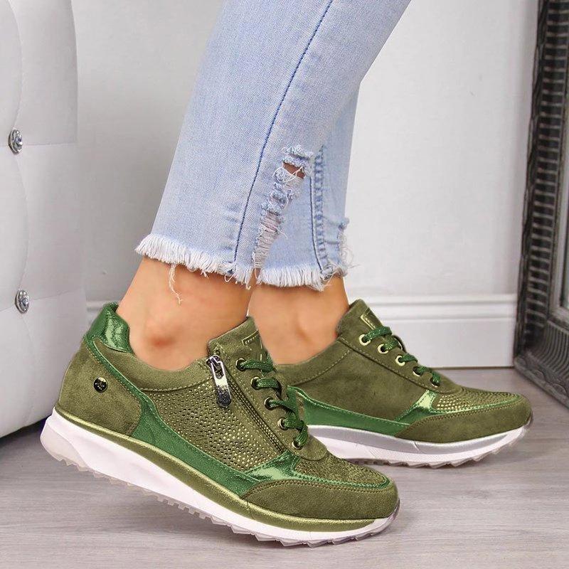 Kvinnors Komfortgymnastikskor med Ortopediskt Stöd i Syntetmaterial – Lätta och Stilrena Sneakers för Vardag och Fritid 9