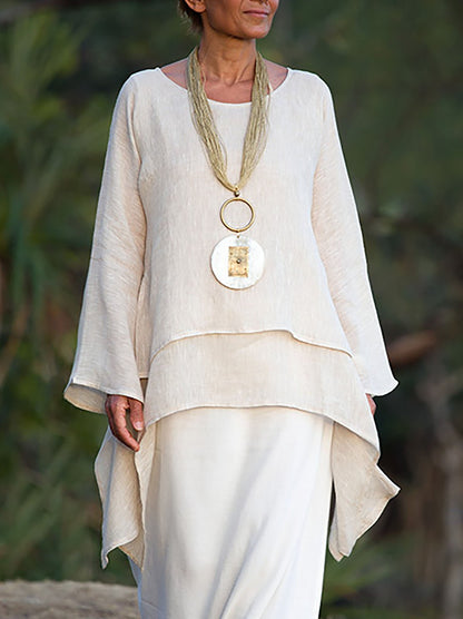 Variant image for Kvinnors A-linjeformad Topp i Bomullsmix med Långa Ärmar-9