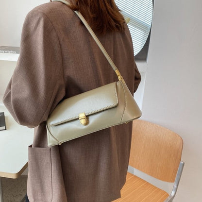 Dam Axelväska Baguette Vintage Stil Vegan Läder-3