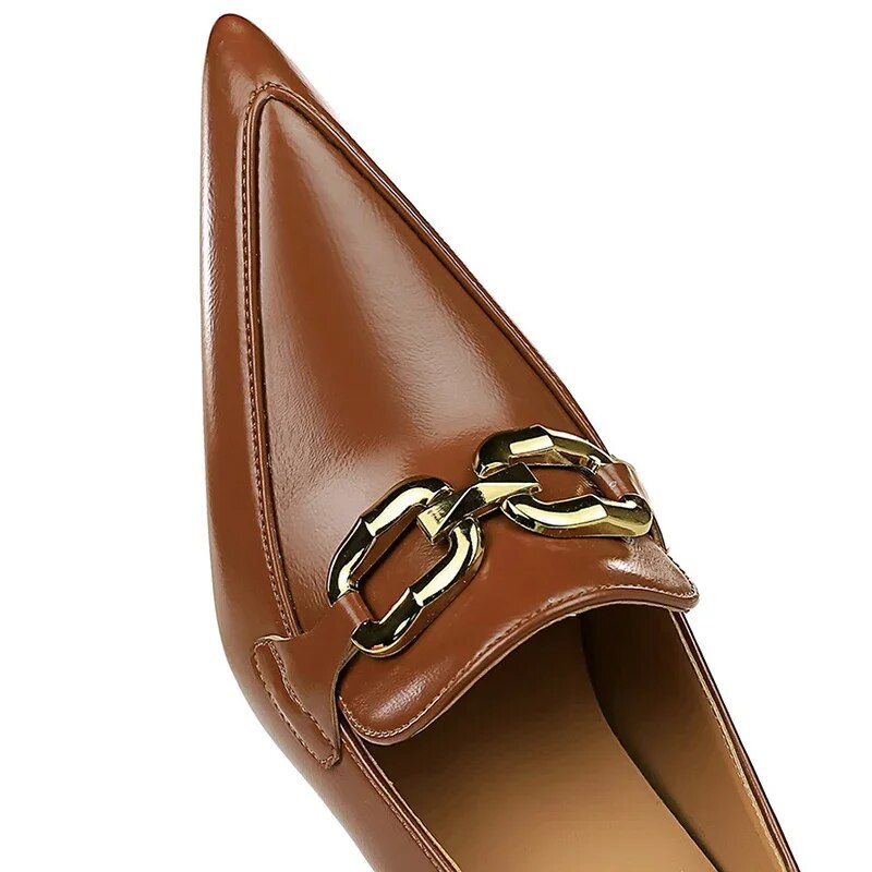 Kvinnors Höga Klackar 8 cm Syntetiskt Läder Med Metallspännen-5