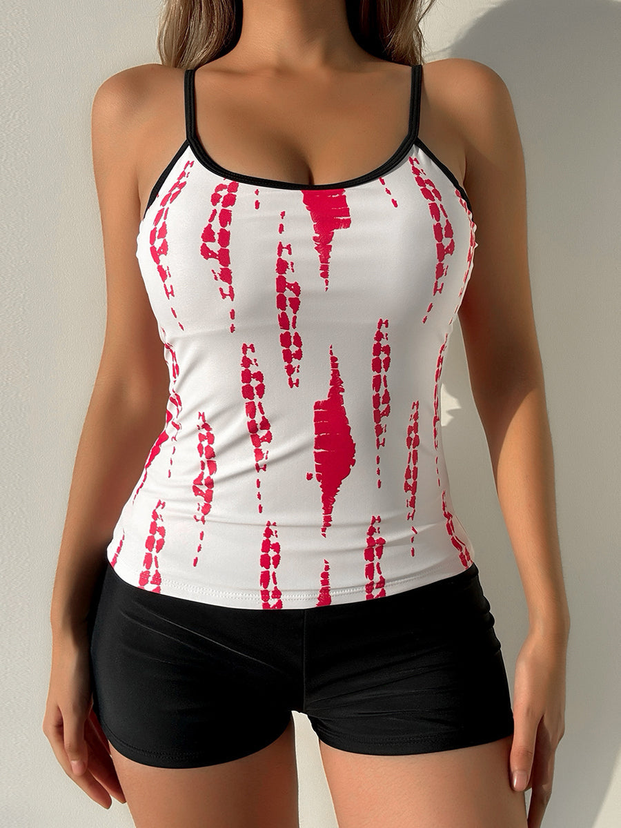 Bikiniset Dam Kort Byxa Mönstrad Nylon Spandex Polyester-3