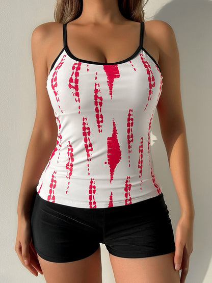 Bikiniset Dam Kort Byxa Mönstrad Nylon Spandex Polyester-3