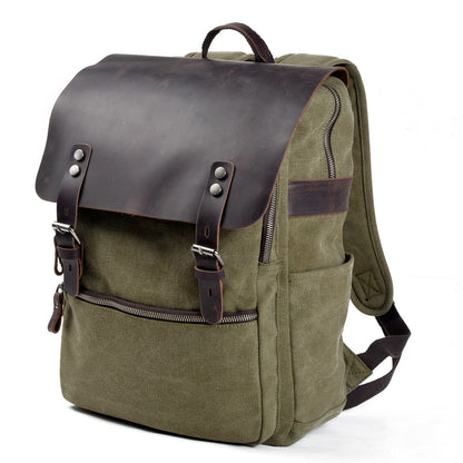 Unisex Ryggsäck Vintage Wolff-Canvas med Justerbara Axelremmar-4