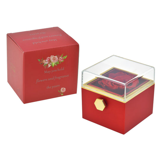 Smyckeslåda med Evig Ros Elegant Riktig Ros och Låda-1