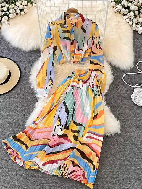 Variant image for Dam Hög Midja Kjol Färgglad Chiffon-4