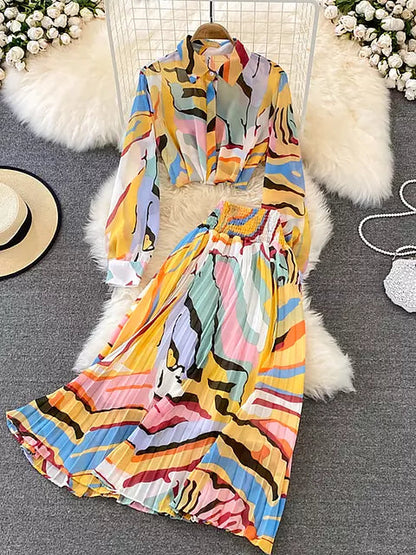 Variant image for Dam Hög Midja Kjol Färgglad Chiffon-4