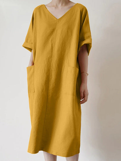 Kvinnor Midi Klänning Monokrom Bomull i Stora Storlekar 2