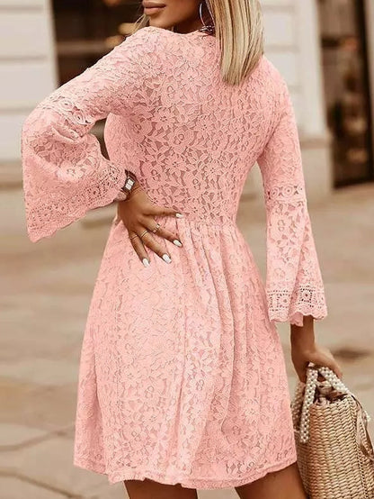 Dam Miniklänning V-ringning Spets 90% Nylon 10% Spandex-3