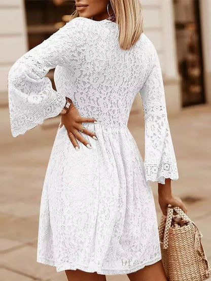 Dam Miniklänning V-ringning Spets 90% Nylon 10% Spandex-5