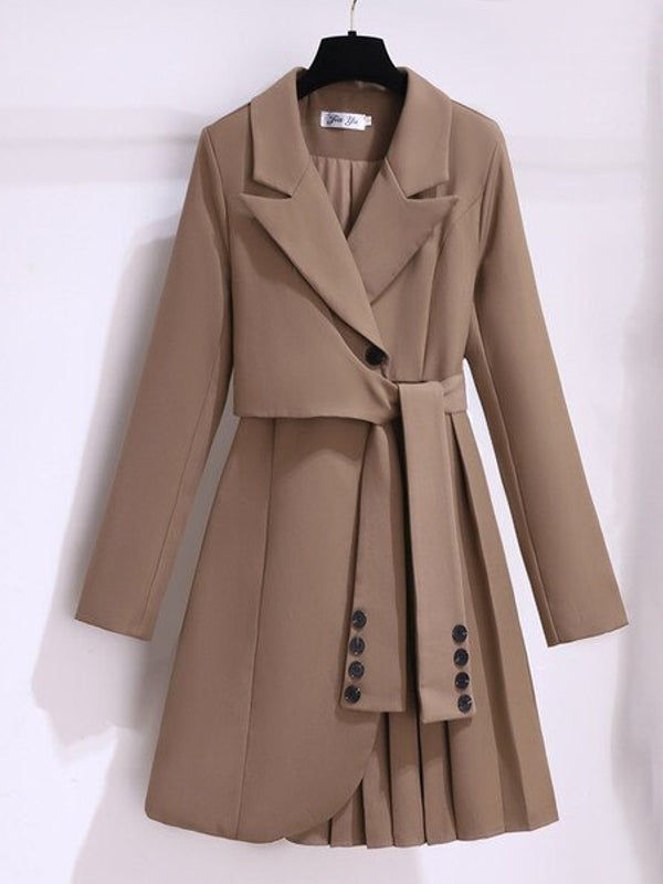 Kvinna Lång Blazer Tunika Slim Fit Polyester-4