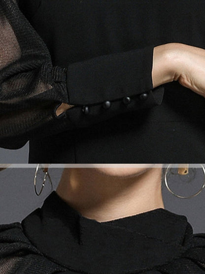 Kvinnors Fishtail Klänning Turtleneck Chiffon 6