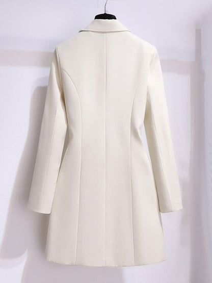 Kvinna Lång Blazer Tunika Slim Fit Polyester-3