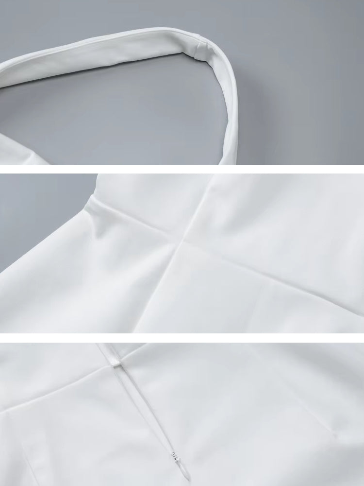 Kvinna Kort Klänning Halterneck A-Line Polyester för Sommar-5