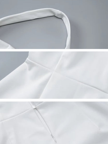 Kvinna Kort Klänning Halterneck A-Line Polyester för Sommar-5