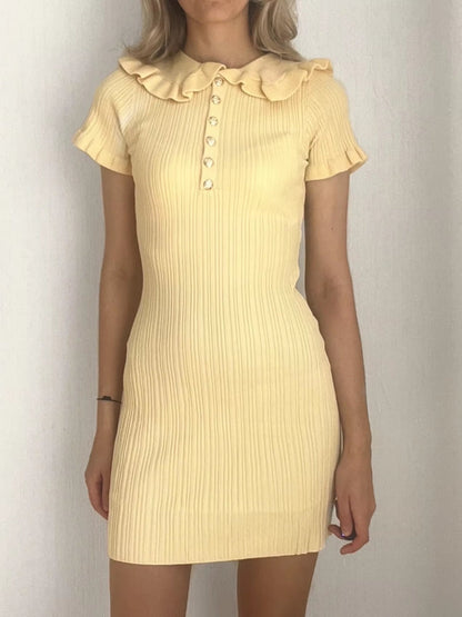 Kvinnors Miniklänning Slim Fit Stickad Polyester med Fallande Krage 6