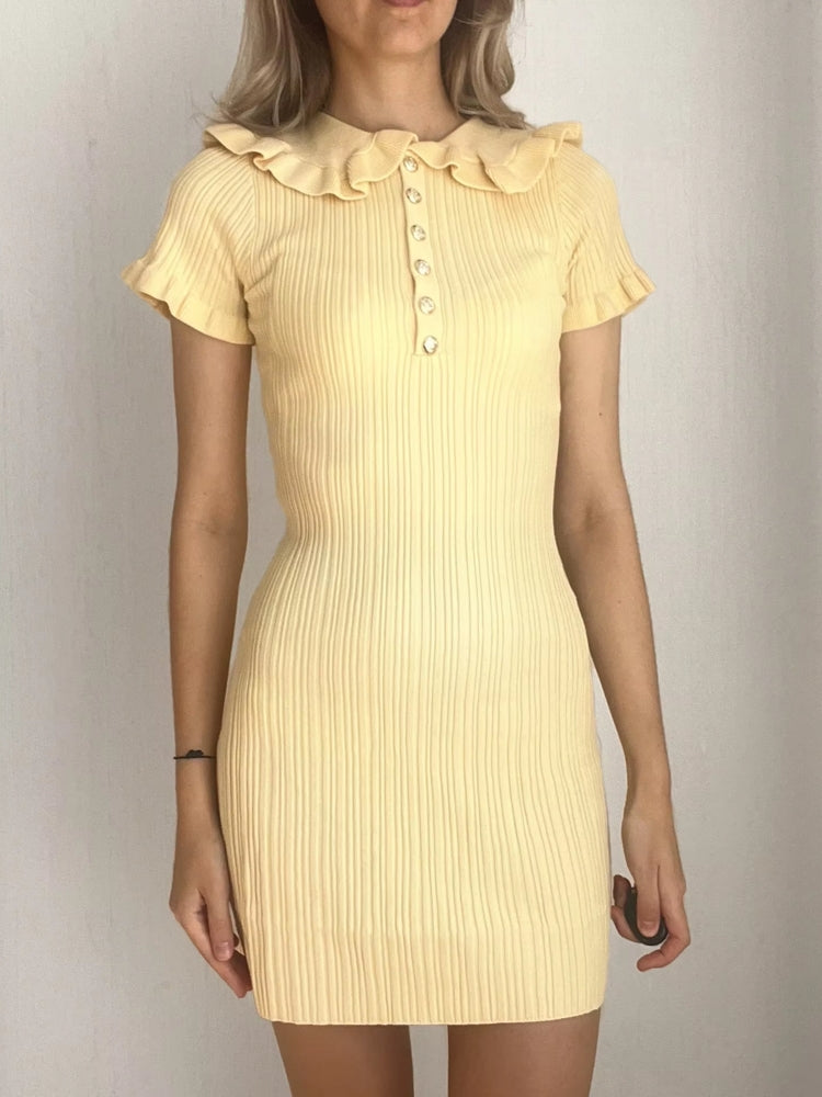 Kvinnors Miniklänning Slim Fit Stickad Polyester med Fallande Krage 2