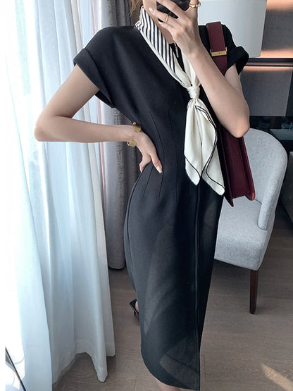 Kvinnors Aftonklänning Lång Figurnära Polyester med Blixtlås-5