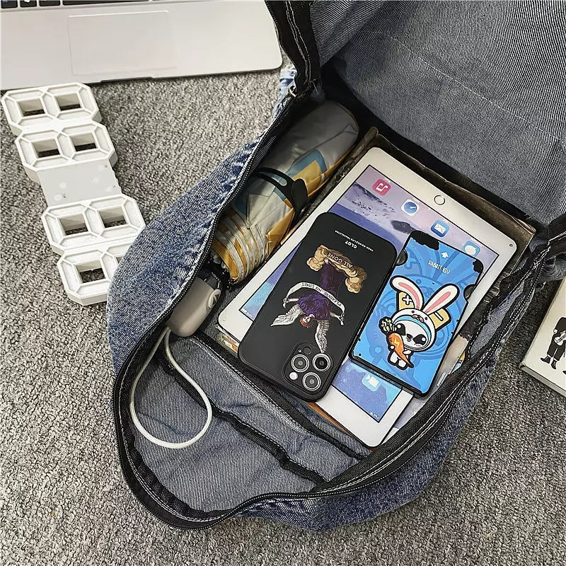 Dam Ryggsäck Stor Kapacitet Polyester Retro Design-3