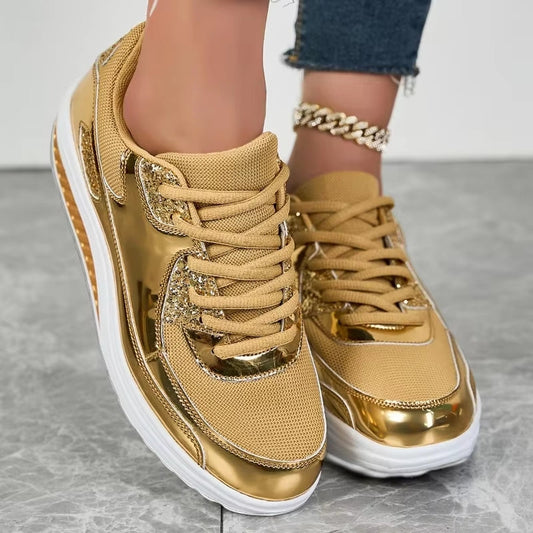 Dam Sneakers Plattform Syntetiskt Läder Modern Snörning 1